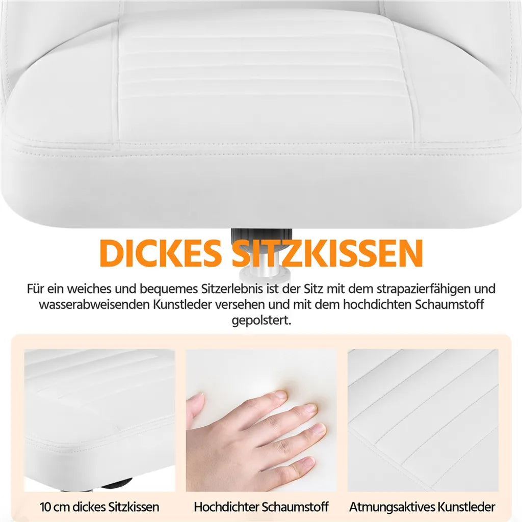 Yaheetech Bürostuhl, weiß, ergonomisch, gepolstert