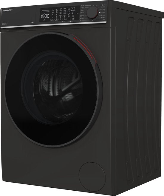 Sharp Waschmaschine ESNFL014CBNA2CB – 10 kg – Energieeffizienzklasse A – Mattschwarz