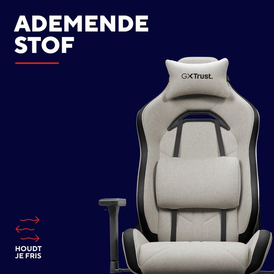 Trust GXT 723 Ruya Gaming-Stuhl – Bequemer Stoffbezug – Beige