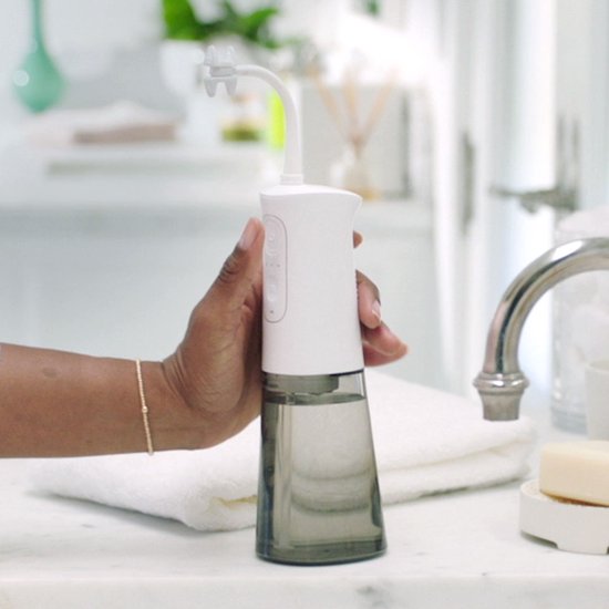 CorpCare MiracleSmile Elektrische Munddusche – Wiederaufladbar, einstellbarer Wasserdruck, H-förmiger Reiniger, kompakt und wasserdicht, ideal für empfindliches Zahnfleisch