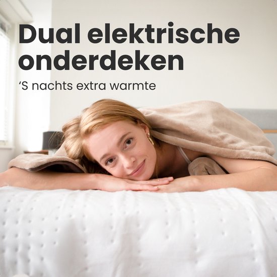 Auronic Electric Blanket XL - 190x160cm - 2 Personen - Heizdecke - 2 Wärmezonen - Weiß