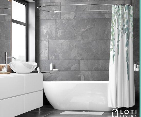 Loti Living Duschvorhang Anti-Schimmel - Hängende Pflanze - Inklusive Ringe - Wasserdicht - Polyester - Duschvorhang 180x200 cm