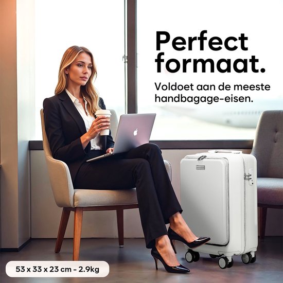Skycases - Handgepäck Koffer - TSA-Schloss und Laptop-Fach - 35L - 55 cm - Off-white