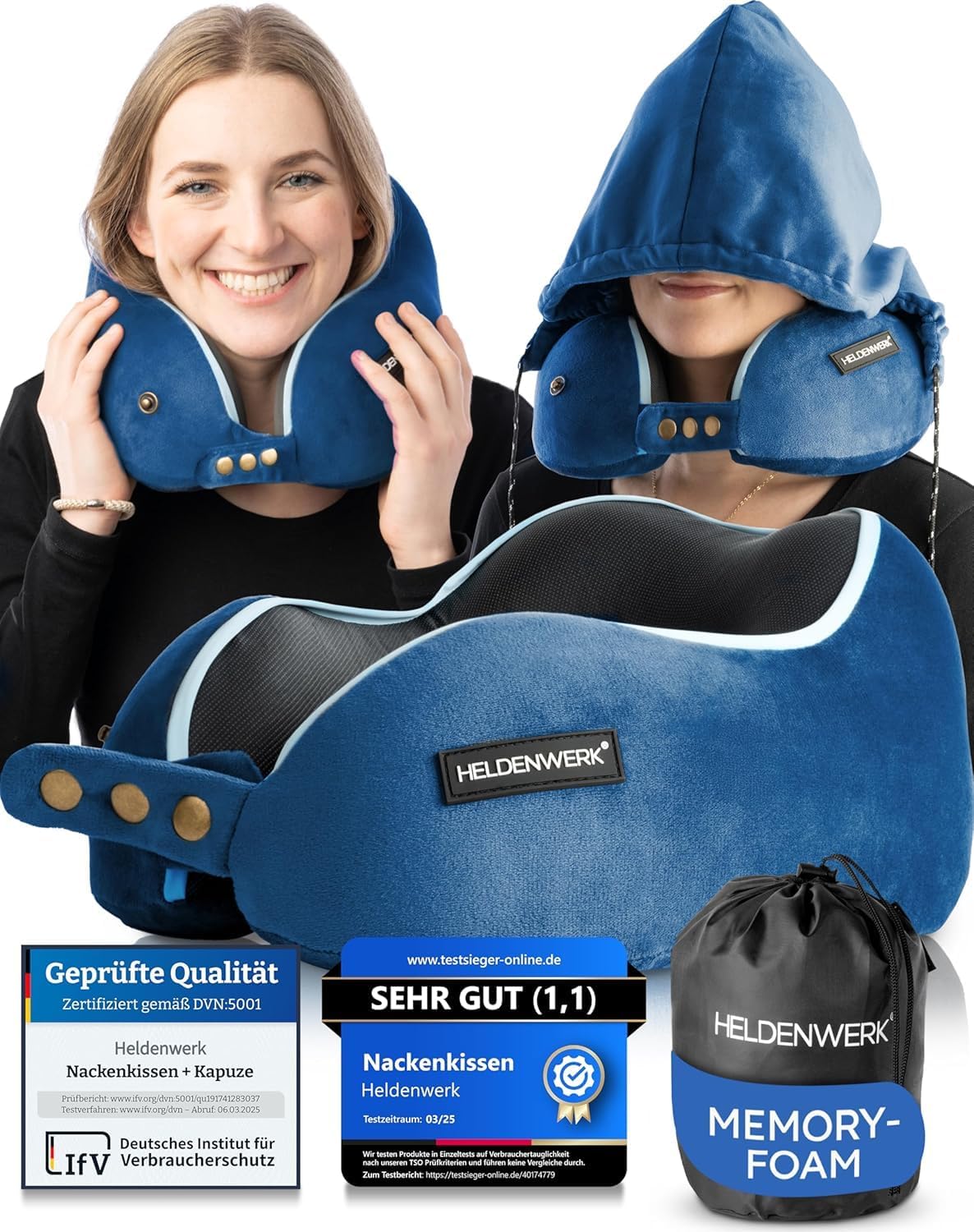 Heldentum Nackenkissen - Waschbar - Marineblau