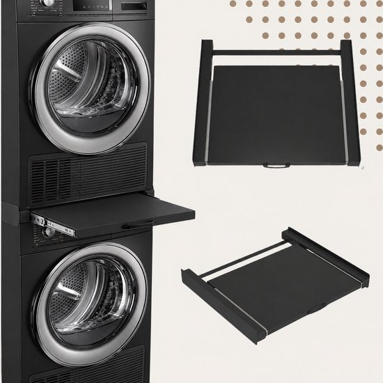 Dastium Home – Schwarzes Stapelset für Waschmaschine und Trockner – Stapelset für Waschmaschine und Trockner – Zwischenstück für Waschmaschine und Trockner – Universal – Schwarz