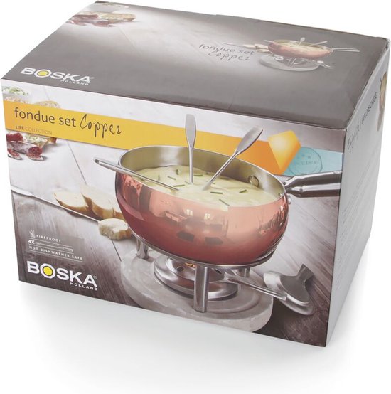 Boska Fondue Set Kupfer - Käsefondue - für 1300 Gramm Käse - 1,7 L