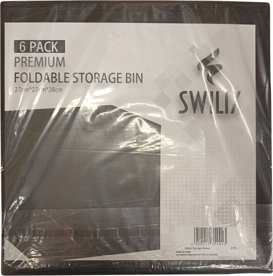 SWILIX® Multifunktionaler Aufbewahrungskorb / Aufbewahrungsbox - Schrankorganisator - 6 Stück - 20 L - Schwarz