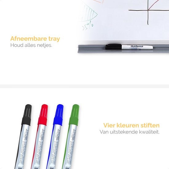 Goliving Whiteboard mit Markern - 60 x 90 cm - Magnettafel - Wochenplaner - Tafel - Emaille-Magnettafel