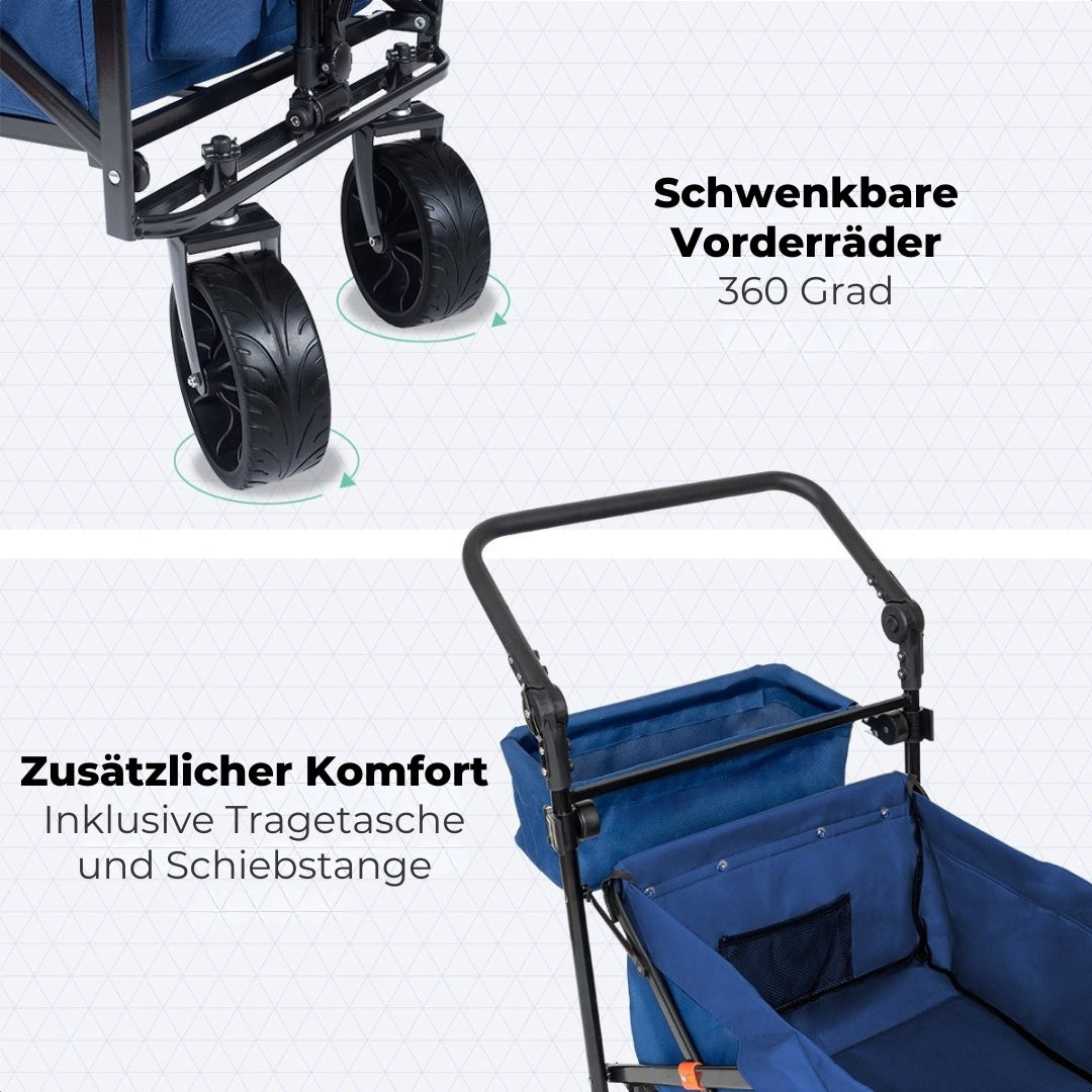 LifeGoods Wagon - faltbar - bis zu 120KG - 90L - waschbares Polyester - 120x80cm - Blau
