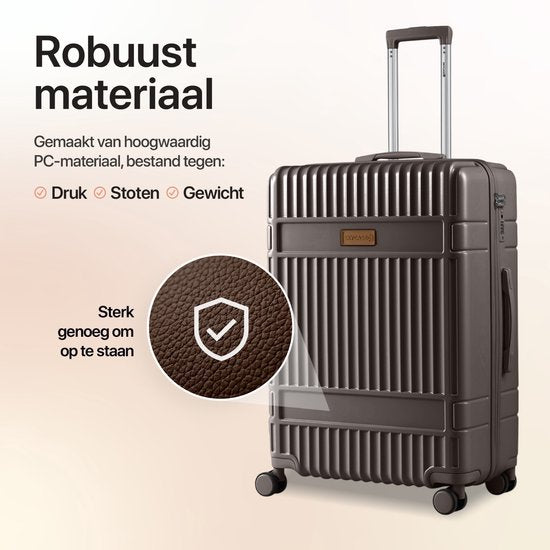 SKYCASES – Mittelgroßer Reisekoffer – Classic Heritage – Leichtgewicht – TSA-Schloss – 66 x 45 x 26 cm – 63 l – M Rollkoffer – Geräuscharme Rollen – Braun