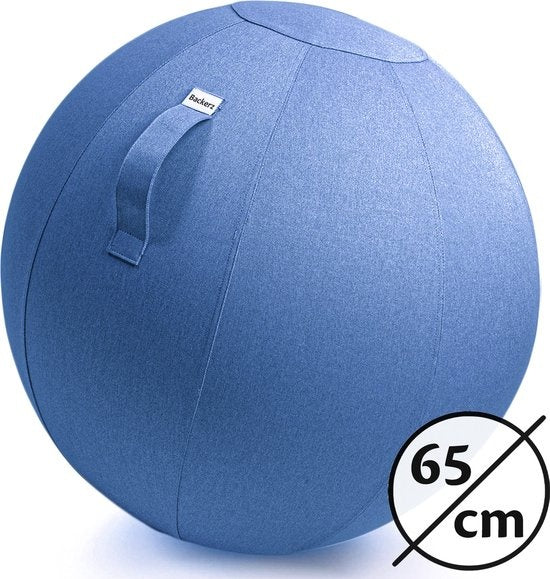 Bckz Sitzball Leinen 65 CM - Sitzball mit Bezug - Balance Hocker - Luxus Yoga Ball - Ergonomischer Bürostuhl Ball - Hellblau