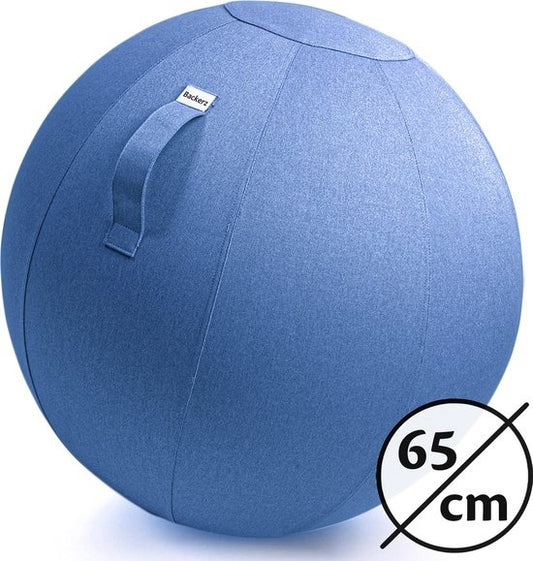 Bckz Sitzball Leinen 65 CM - Sitzball mit Bezug - Balance Hocker - Luxus Yoga Ball - Ergonomischer Bürostuhl Ball - Hellblau