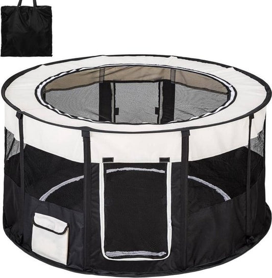 tectake - Welpenauslauf Carola - Schwarz - (Ã˜ x H) 114 x 58 cm