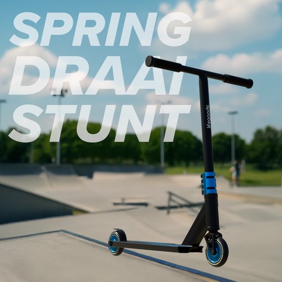 LifeGoods Stuntstep Pro X - T-Bar - HIC - Schritt für Kinder - Jungen/Mädchen - 110mm - 100KG - Schwarz/Blau