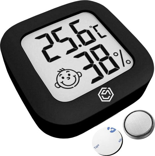Ease Electronicz Hygrometer - Wetterstation - Luftfeuchtigkeitsmesser - Thermometer für Innenräume - inkl. Batterie und Klebestreifen