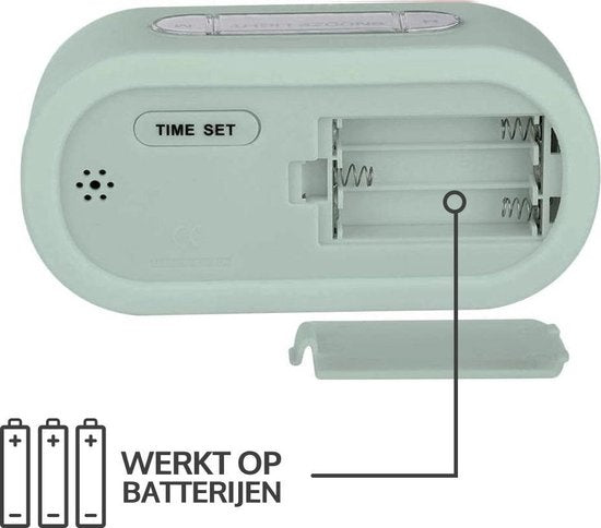 JAP AP17 Digitaler Wecker - Stabiler Wecker - Mit Schlummer- und Lichtfunktion - Schützendes Gummigehäuse - Pastellgrün