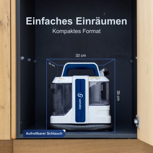 Samako - Professioneller Teppichreiniger - Tragbar - Sofa-Reiniger- Mit Extra-Bürste - Weiß/Blau