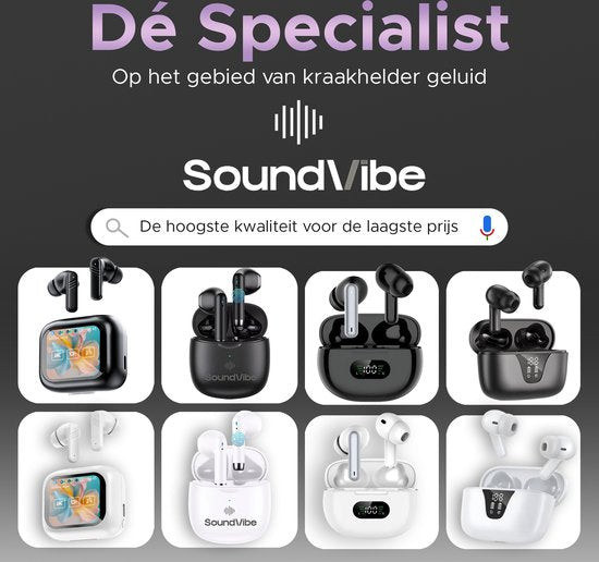 SoundVibe® - Kabellose Kopfhörer mit Geräuschunterdrückung - Weiß - Bluetooth-Kopfhörer - Kopfhörer mit Geräuschunterdrückung - Kabellose Kopfhörer - Kabellose Kopfhörer
