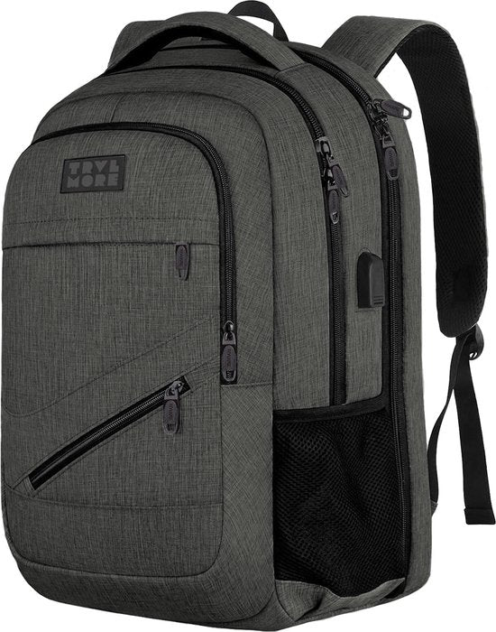TRVLMORE Rucksack - 36L - 17 Zoll - Laptop-Rucksack - Schultasche - Männer und Frauen - Laptop-Tasche - Spritzwassergeschützt Grau Grün