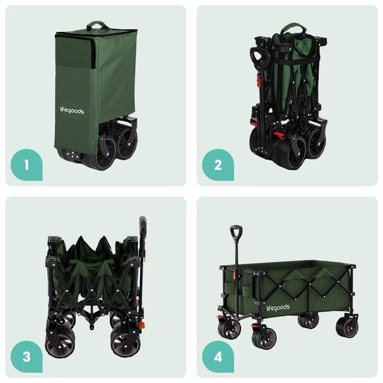 LifeGoods Wagon - XL - faltbar - 200L - 150KG Tragfähigkeit - Grün