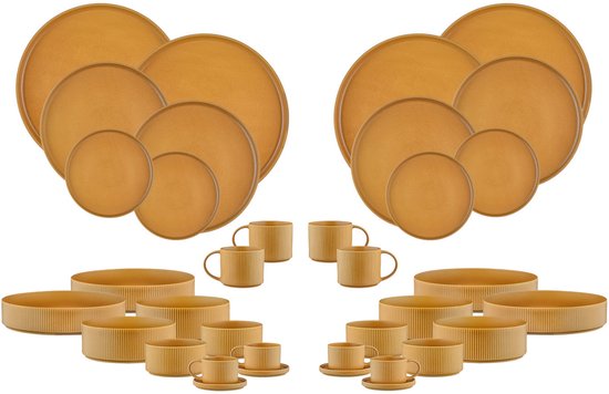 BJORN SCANDI Komplettes Essgeschirr - 36 Teile - Ocker