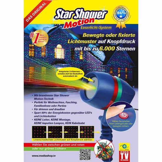Weihnachtslichtprojektor – Star Shower Motion (Laserprojektor mit bewegten Mustern)