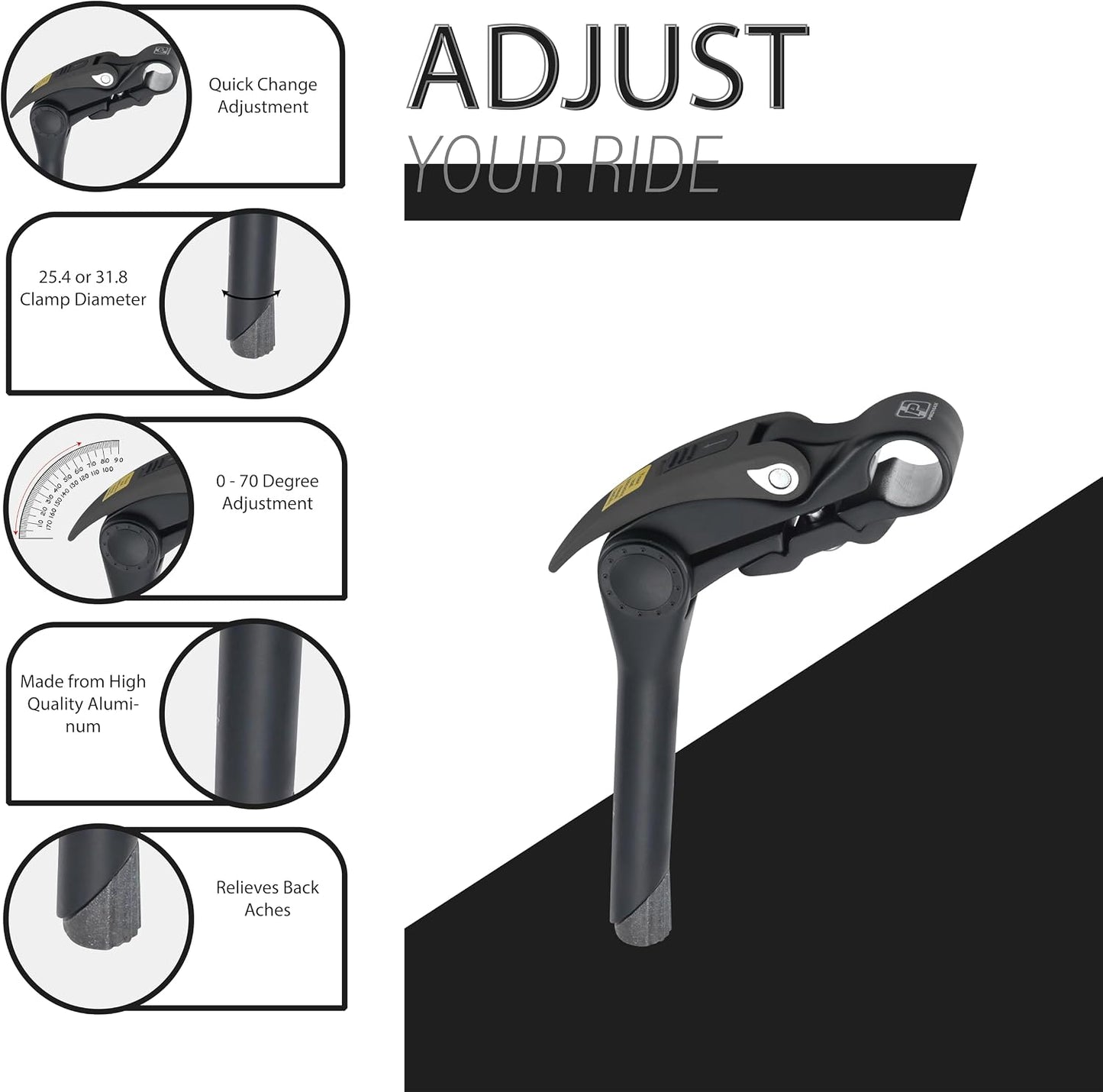 M-Wave Vorbau aus Aluminium, 180 mm – Schwarz
