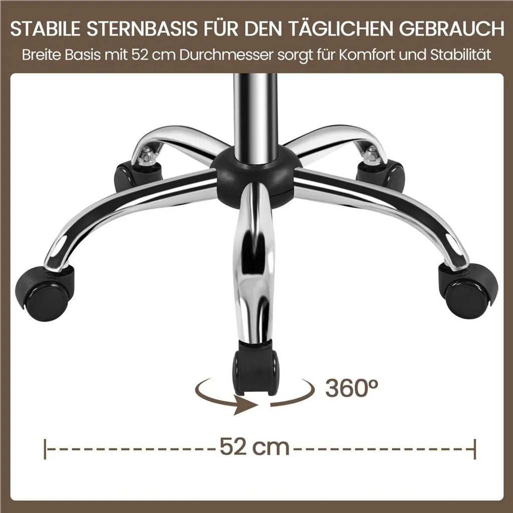 Yaheetech Make-up-Hocker mit um 360° drehbarem Sitz und Rollen – Weiß – 52 x 44,5 x 75,5–85 cm