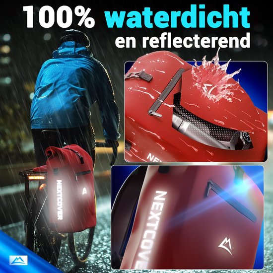 Nextcover 3in1 Fahrradtasche Single für Gepäckträger [PVC frei] | Wasserdichte Fahrradtasche, Rucksack und Umhängetasche 25L | Ideal für Laptop und Wocheneinkauf | Fahrradtasche Single | Fahrradtaschen