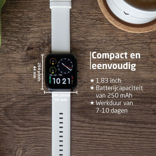 BREND Smartwatch für Frauen und Männer - Schrittzähler, Blutdruckmesser und Herzfrequenzmesser - Sportuhr - wasserdicht - weiß