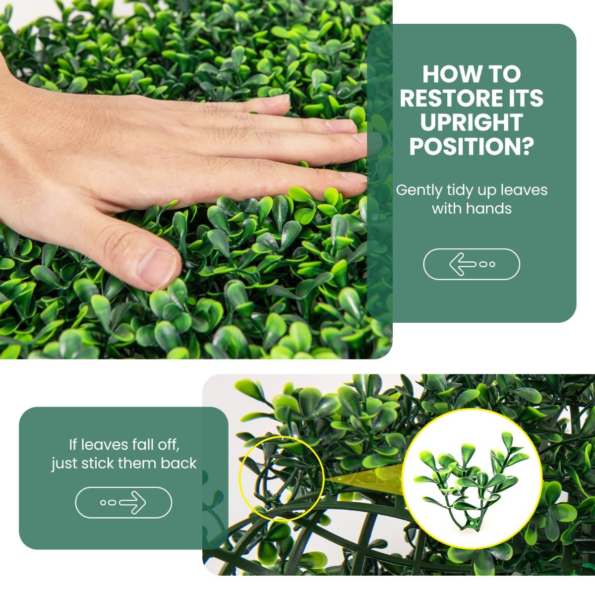 Coast Artificial Grass Wall Panels 12 Stück 50 x 50 cm Grün - Imitation Gardenia Topiary für Privatsphäre und Dekoration