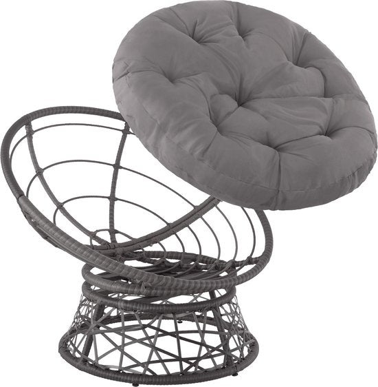 Tectake Papasan-Sessel - Aus Korbgeflecht Gargano - Poly-Rattan -  Grau