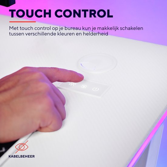 Trust GXT 709W Luminus Gaming-Schreibtisch - RGB-Beleuchtung - Becherhalter - Headset-Halter - Weiß