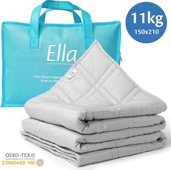 EL Life Beschwerungsdecke 11kg - 150 x 210cm - Beschwerungsdecke - OEKO-TEX Baumwolle - Hellgrau