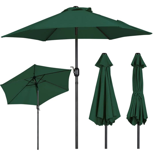 Yaheetech Sonnenschirm - Ø230 cm - Kippbar - Mit Kurbel - Garten Sonnenschirm - Dunkelgrün