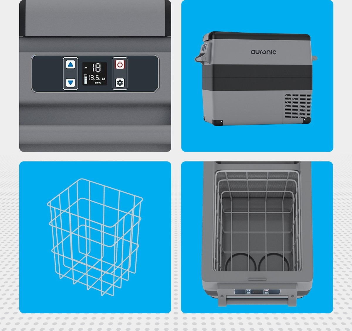 Auronic Electric Compressor Cooler - 49.5L - Autoladegerät 12V Steckdose 230V - Grau