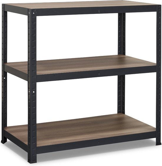 Avasco Regalschrank Tisch - niedriges Regal - Holzoptik - schwarzer Metallrahmen - 88x90x45 - 3 Böden
