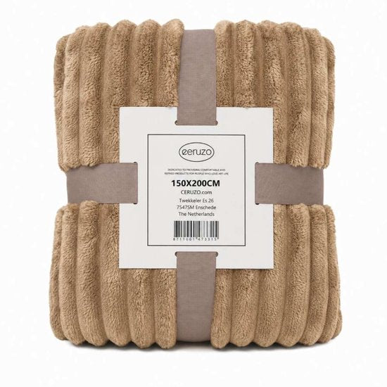 Ceruzo Fleece-Decke 150 x 200 cm – Camel – Weiche Decke – 280 g/m² – Wohn-Decke