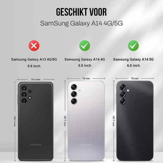 Podec Case mit Kartenhalter passend für Samsung Galaxy A14 Black Phone Case - Anti-Shock Bookcase Cover mit 1x Displayschutzfolie