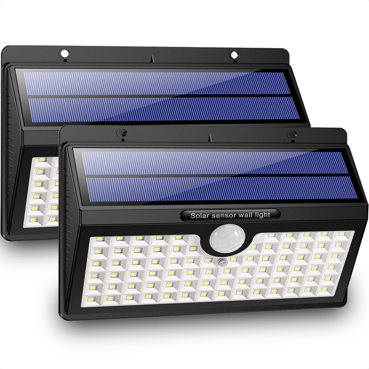 Auronic Solar Außenleuchte mit Bewegungssensor - Solar Gartenleuchte - Wandleuchte - 78 LEDs - IP65 - 2 Stück - Schwarz