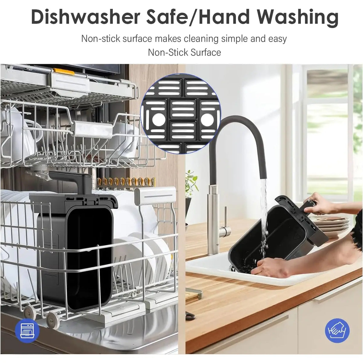 Oyajia Dual-Zone-Heißluftfritteuse mit unabhängiger Temperaturregelung – Digitaler Touchscreen – 4,5 l – Schwarz