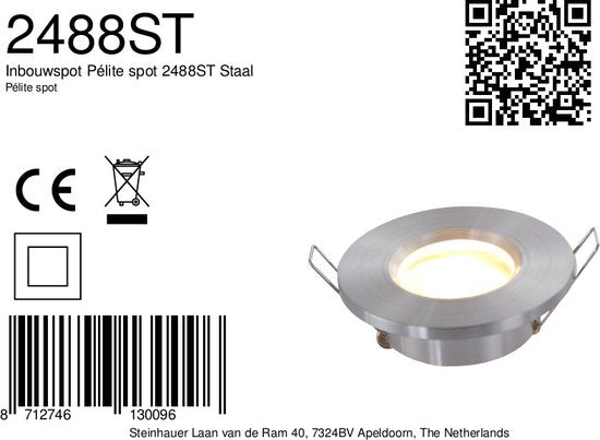 Einbaustrahler Pelite Spot 2488ST Stahl Ø10 | Schwenkbar | IP44 | Steinhauer
