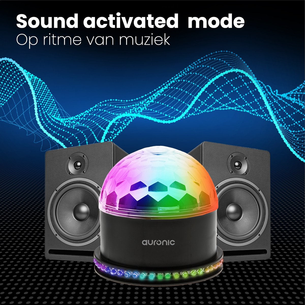 Auronic Rotierende Discolampe - Discokugel - LED - Fernbedienung und musikgesteuert - Kinder/Erwachsene