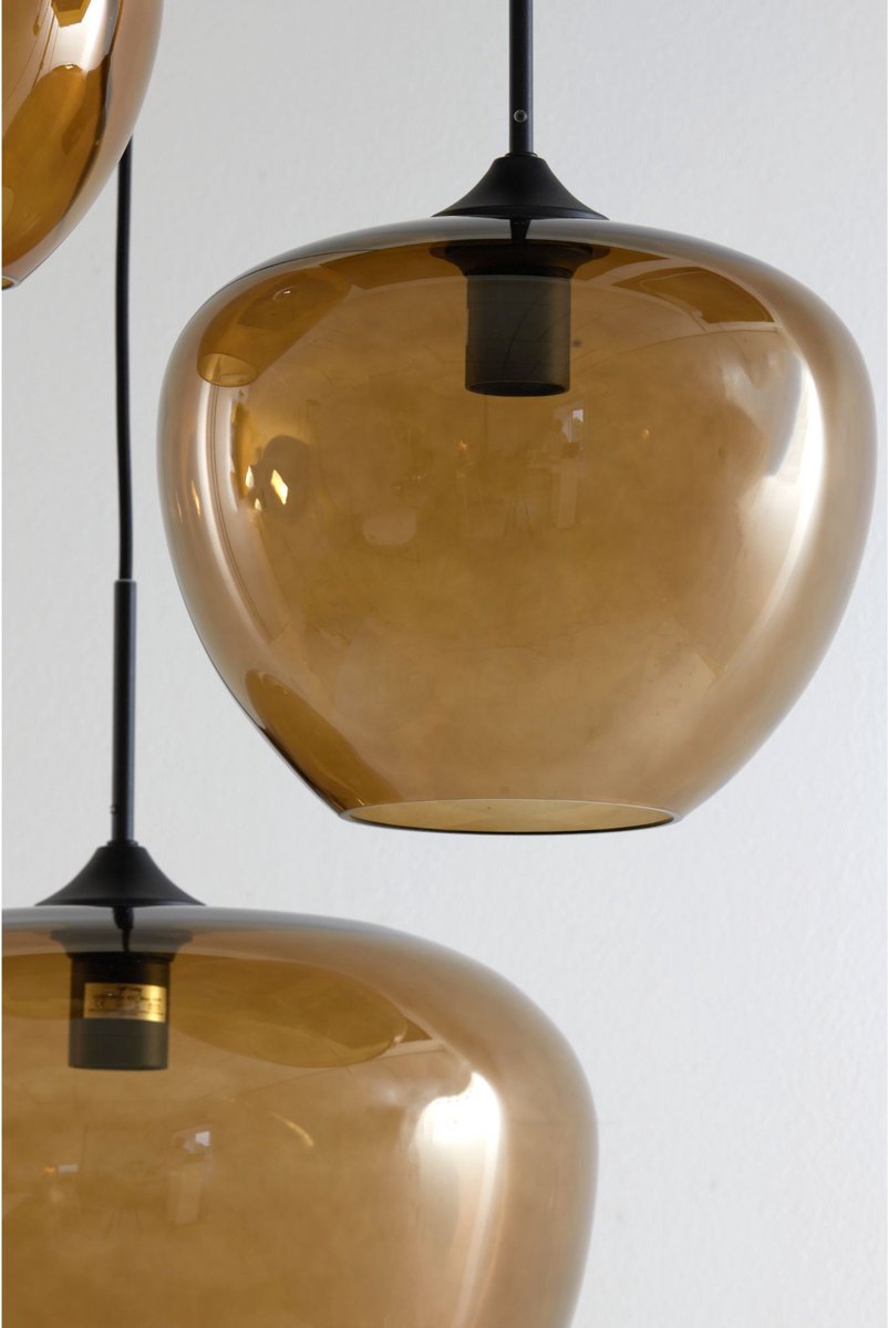 Light & Living Hängeleuchte Mayson - Braunes Glas - Ø40cm - 3L - Modern - Hängeleuchten Esszimmer, Schlafzimmer, Wohnzimmer