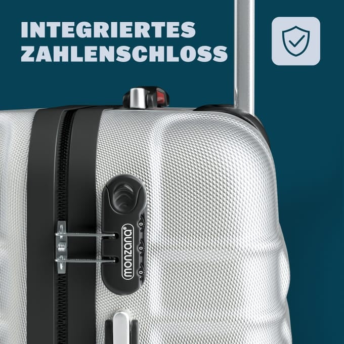 Monzana 3-teilige Kofferset - Hartschalenkoffern - Strapazierfähig und leicht - M/L/XL - Silber