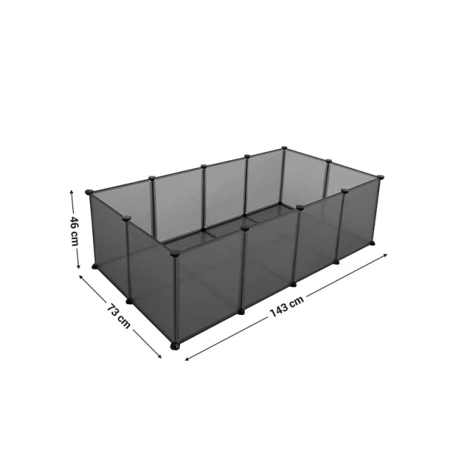 Songmics Multifunktionaler Haustierkäfig und Trainingspark – 143 x 71 x 47 cm – Grau mit 20 Elementen
