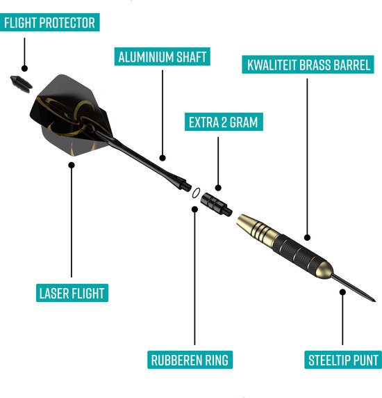 Napi Darts - 6 Darts (64-teilig) - 23, 24, 25, 26 Gramm Darts - 2 Sets Premium Messing Darts - Stahlspitze - Inklusive Dart Flights & Koffer