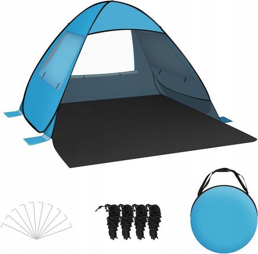 Woltu Pop-Up-Strandzelt – Blau – 200 x 150 x 120 cm