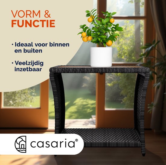 Casaria Beistelltisch - Polyrattan Quadratisch 45x45x40cm - Grau