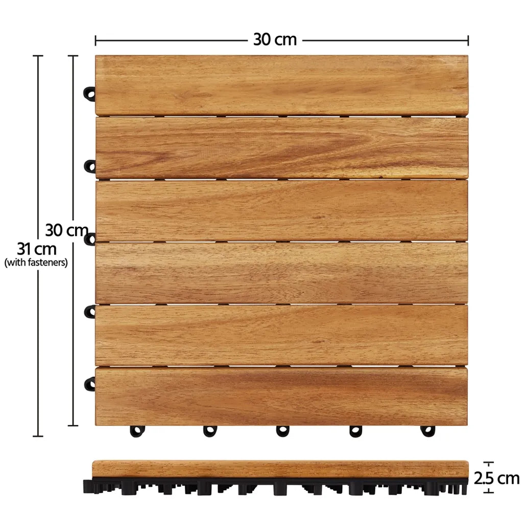 Yaheetech Terra Fliesen Akazienholz - 10er Set - 31 x 31 cm - Klicksystem - 0,96 m²